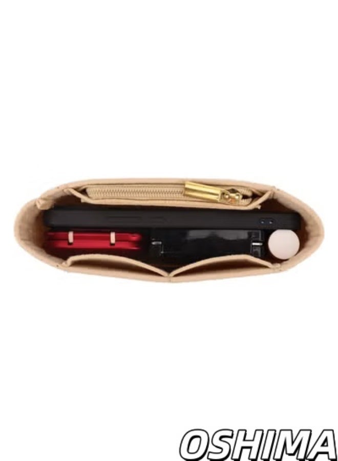 OSHIMA Leather Brown Crossbody Strap and Felt, Bag Organizer, Insert Fit for Longchamp Mini Bag, Handbag Purse Organizer, Mini Bag Strap Kit No-Punch Length Adjustable, Multi-Pocket Felt - Image 3